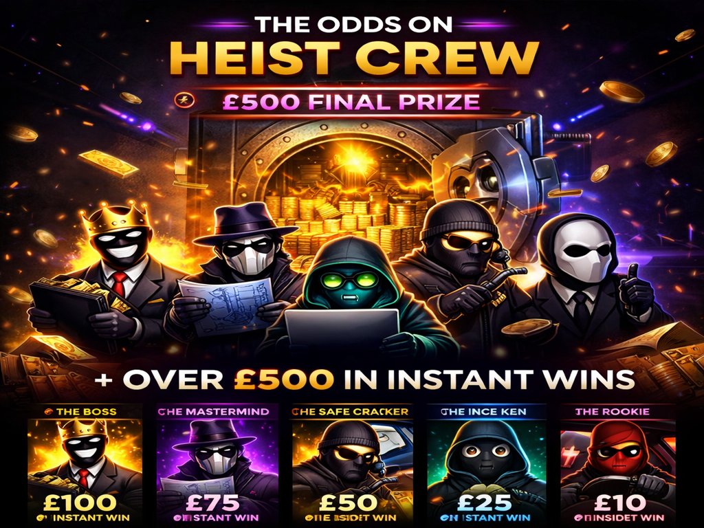 💰 The £500 Heist Crew – Over £500 Instant Wins + £500 Final Vault Prize 🔐