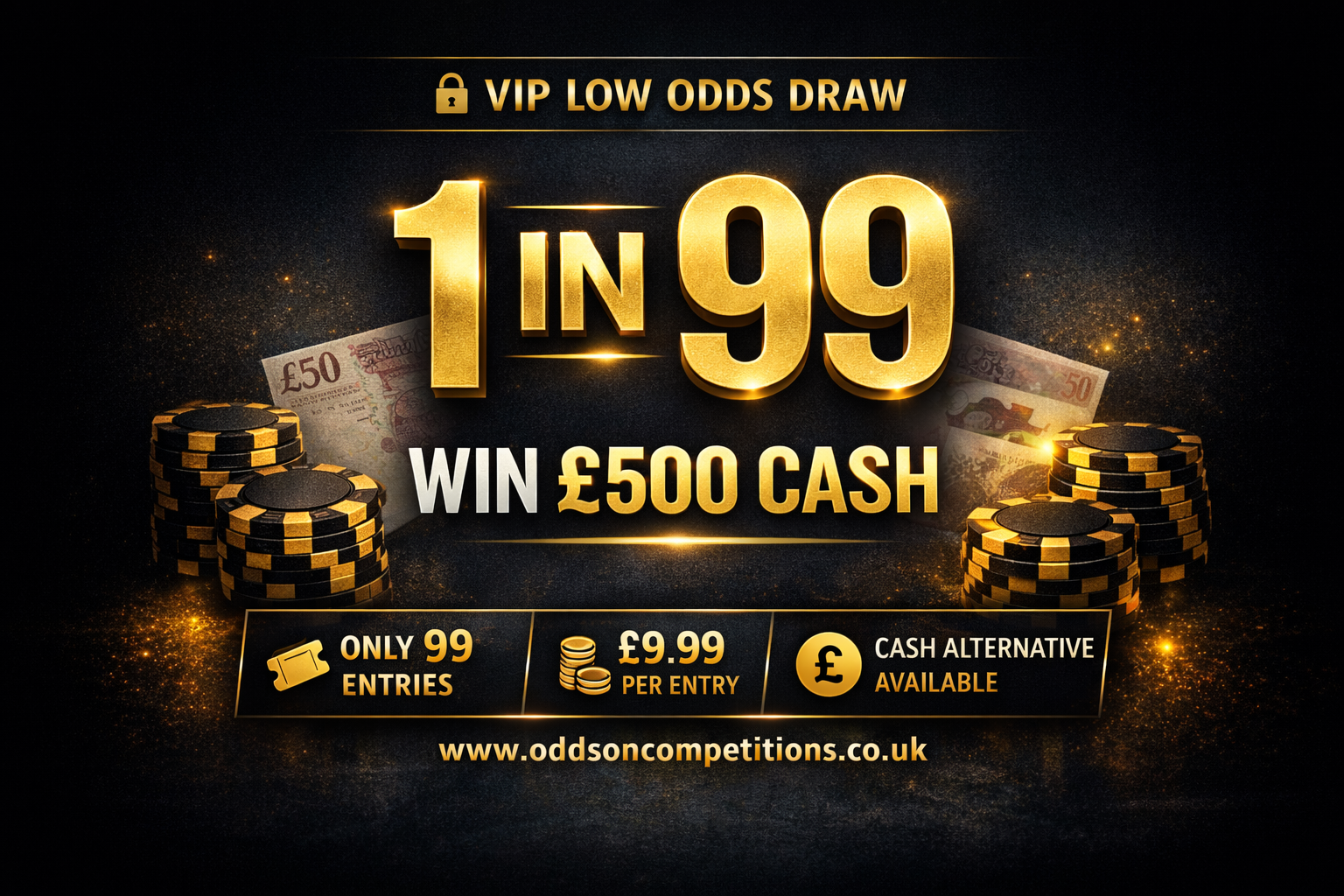 🔒 £500 VIP LOW ODDS DRAW – ONLY 99 ENTRIES