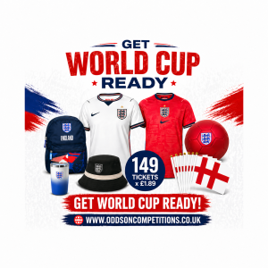 🔥 Get World Cup Ready – Ultimate England Fan Bundle | 1 Shirt + Accessories | £1.89 Entry (149 Tickets Only)