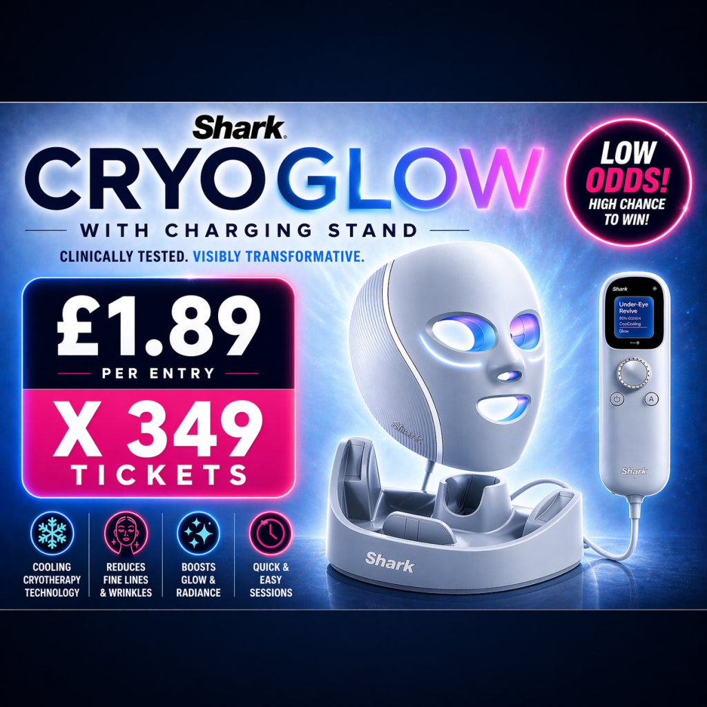 Win the Shark CryoGlow LED Face Mask + Charging Stand – ONLY £1.89 | 349 Tickets