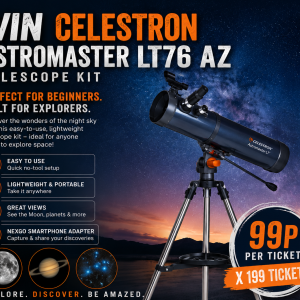 🌙 Explore the Night Sky with the Celestron AstroMaster LT76 AZ Telescope Kit! 🔭99P PER TICKET