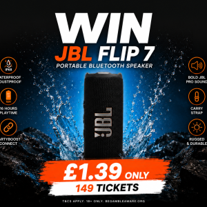 🎵 WIN a JBL Flip 7 Portable Bluetooth Speaker – Only £1.39 | 149 Tickets Available! 🎵