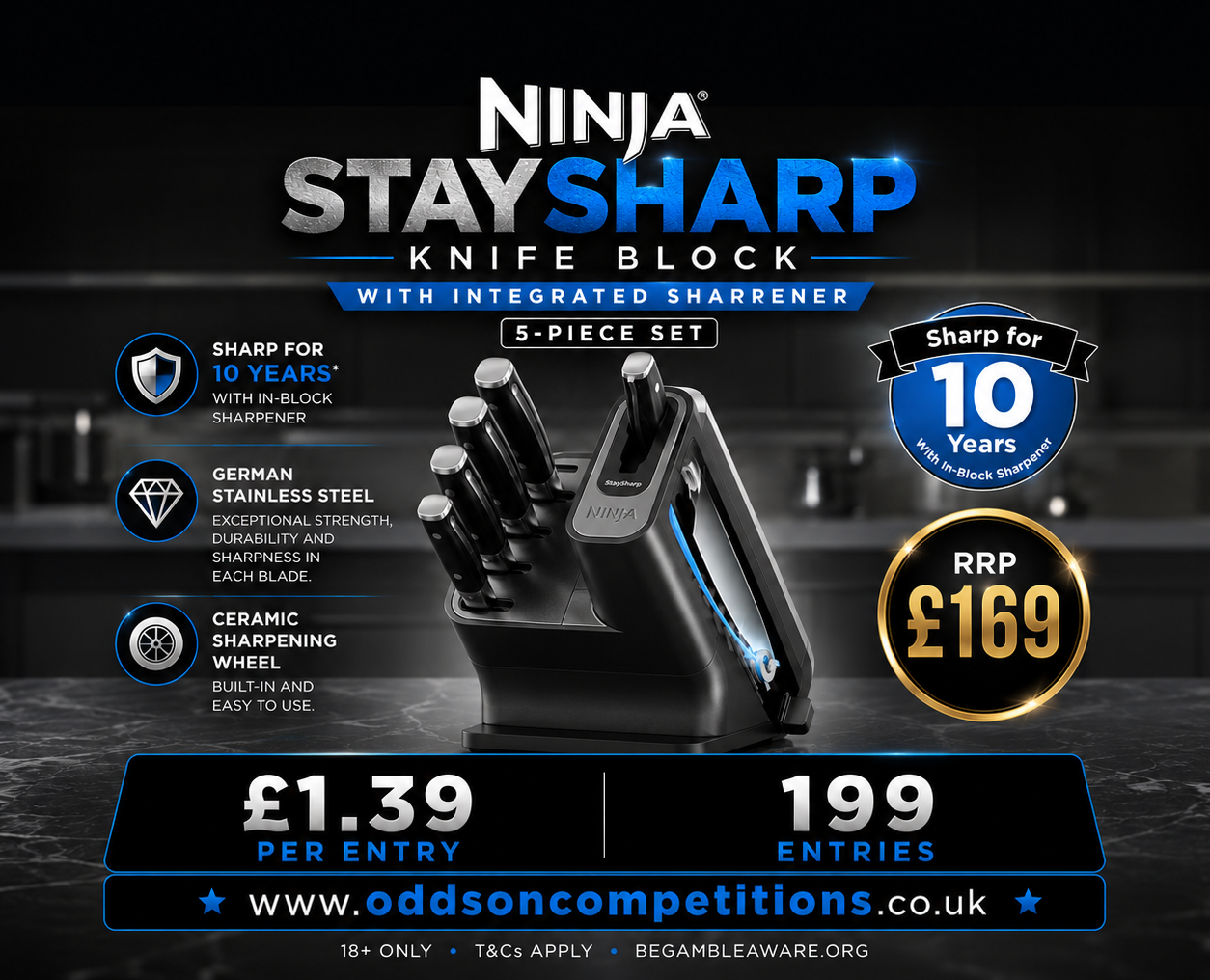 🔥 Upgrade Your Kitchen with the Ninja StaySharp Knife Block - Stay Sharp 10 Years - RRP £169