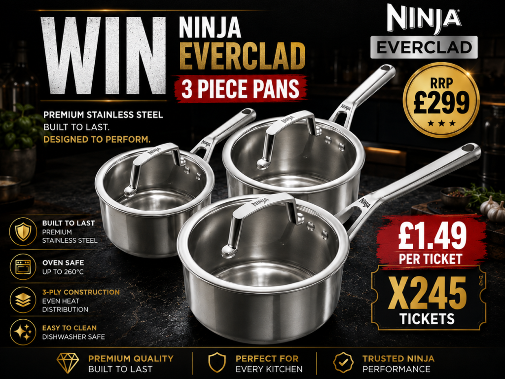 Win a Ninja EverClad™ 3-Piece Stainless Steel Pan Set – RRP £299! - Only £1.49