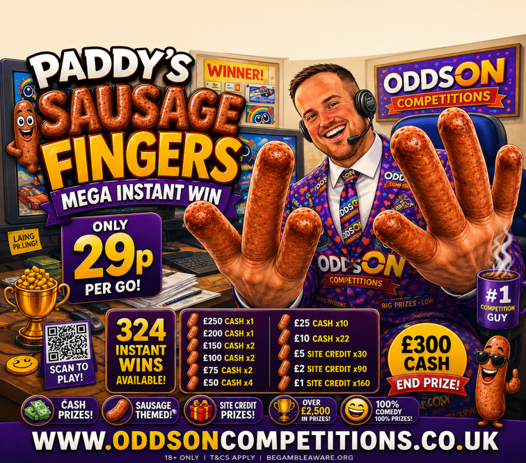 🌭 Paddy's Sausage Fingers - Mega Instant Win! 🌭 0.29p per Ticket